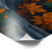 Autumn Canyon Waterfall – Vibrant Fall Forest Land Fotodruck (Ecke)