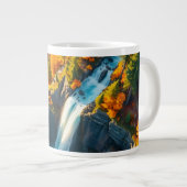 Autumn Canyon Waterfall – Vibrant Fall Forest Land Jumbo-Tasse (Vorderseite Rechts)