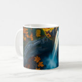 Autumn Canyon Waterfall – Vibrant Fall Forest Land Kaffeetasse (Vorderseite Links)