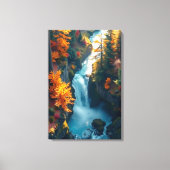 Autumn Canyon Waterfall – Vibrant Fall Forest Land Leinwanddruck (Vorderseite)
