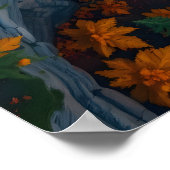 Autumn Canyon Waterfall – Vibrant Fall Forest Land Poster (Ecke)