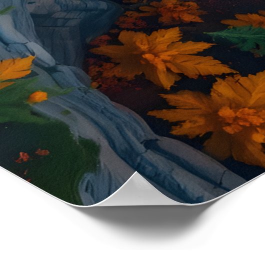 Autumn Canyon Waterfall – Vibrant Fall Forest Land Poster (Ecke)