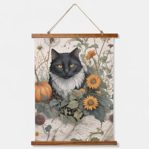 Autumn Cat Dandelion Wandteppich Mit Holzrahmen