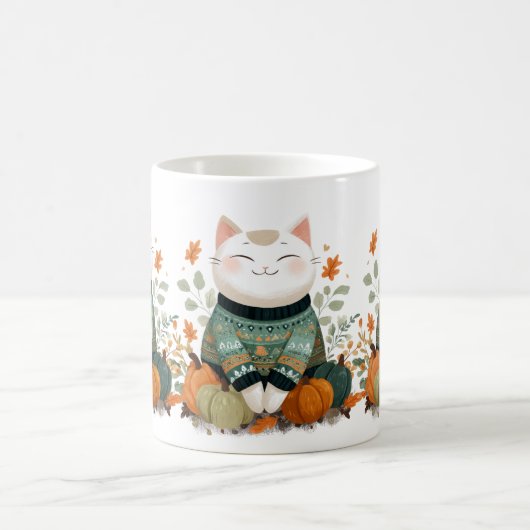 Autumn Cat Mug with Cozy Sweater Kaffeetasse (Mittel)
