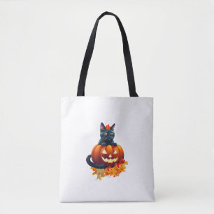 Autumn Cat, Pumpkin, Halloween Graphic Design Tasche