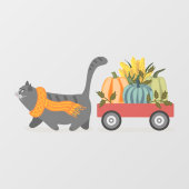 Autumn Cat & Pumpkins Fensteraufkleber (Blatt)
