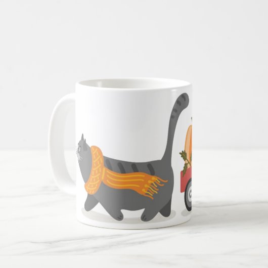 Autumn Cat & Pumpkins Kaffeetasse (Vorderseite Links)