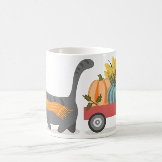 Autumn Cat & Pumpkins Kaffeetasse (Mittel)