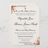 Autumn Catholic Red and Gold Wedding Invitation Einladung (Vorne/Hinten)