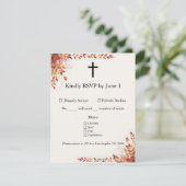 Autumn Catholic Red and Gold Wedding RSVP Karte (Stehend Vorderseite)
