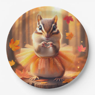 Autumn Chipmunk Ballerina Dancer Pappteller