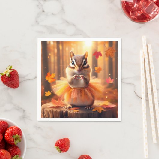 Autumn Chipmunk Ballerina Dancer Serviette (Beispiel)
