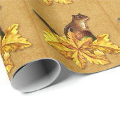 Autumn Chipmunk mit Acron Imitate Leinwand Geschenkpapier (Rolleneckpunkt)