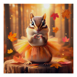 Autumn Chipmunk mit Tutu und Herz Poster