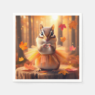 Autumn Chipmunk mit Tutu und Herz Serviette