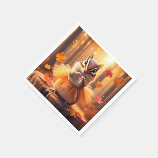Autumn Chipmunk mit Tutu und Herz Serviette (Ecke)
