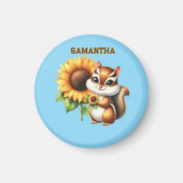  Autumn Chipmunk with Sunflower | Cute Animal  Magnet