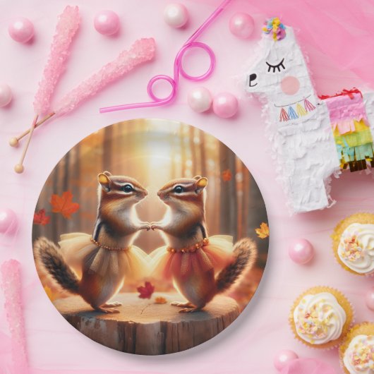 Autumn Chipmunks tanzen Pappteller (Party)