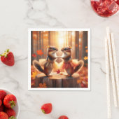 Autumn Chipmunks tanzen Serviette (Beispiel)