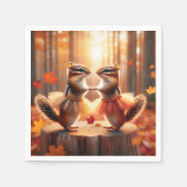 Autumn Chipmunks tanzen Serviette (Vorderseite)
