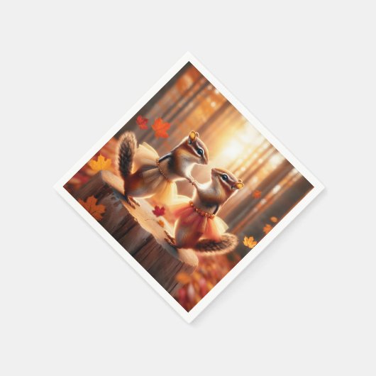 Autumn Chipmunks tanzen Serviette (Ecke)