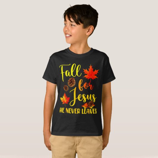 Autumn Christian Thanksgiving Fall For Jesus He Ne T-Shirt (Vorne ganz)