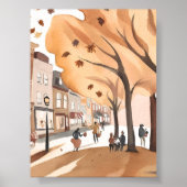 Autumn City Park | Fall Foliage Watercolor Art Poster (Vorne)