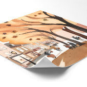 Autumn City Park | Fall Foliage Watercolor Art Poster (Ecke)