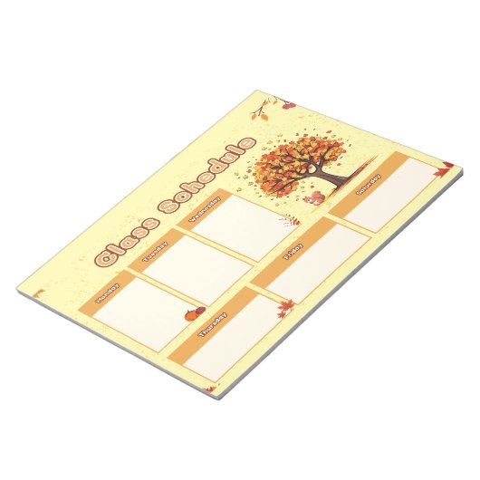 Autumn Class Schedule with Cute Fall Illustrations Notizblock (angewinkelt)