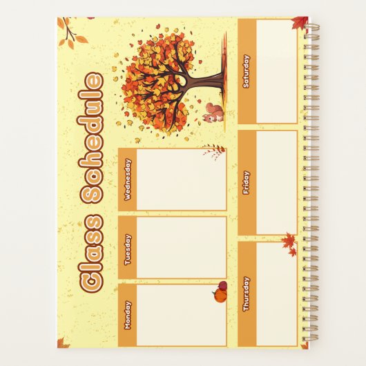 Autumn Class Schedule with Cute Fall Illustrations Planer (Rückseite)