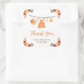 Autumn Clothes Line Boy Baby Showdusche Vielen Dan Quadratischer Aufkleber (Tasche)