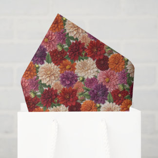 Autumn Colorful Dahlia Embroidery Floral Seidenpapier
