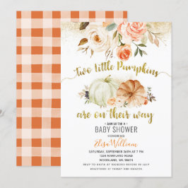 Autumn Coral Florals Pumpkin Einladung