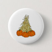 Autumn Cornstalks Pumpkins Button (Vorderseite)