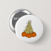 Autumn Cornstalks Pumpkins Button (Vorne & Hinten)