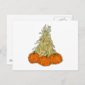 Autumn Cornstalks Pumpkins Postkarte (Vorne/Hinten)