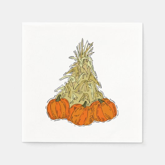 Autumn Cornstalks Pumpkins Serviette (Vorderseite)