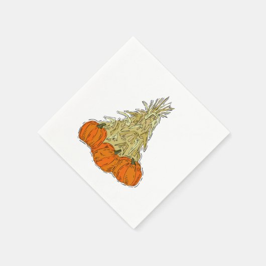 Autumn Cornstalks Pumpkins Serviette (Ecke)