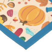 Autumn Cosy Fall Pattern Pumpkins Blätter Blau Kurzer Tischläufer (Ecke)