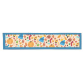 Autumn Cosy Fall Pattern Pumpkins Blätter Blau Kurzer Tischläufer (Horizontal)