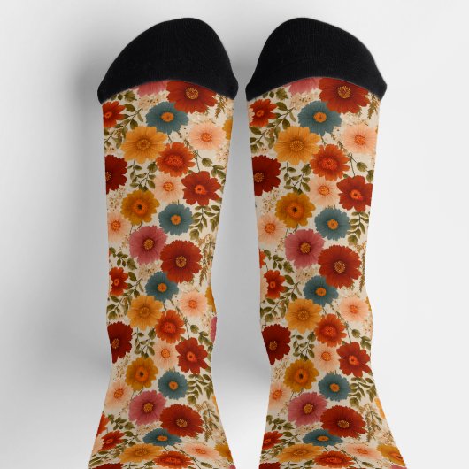 Autumn Cottagecore Floral Socken (Oben)