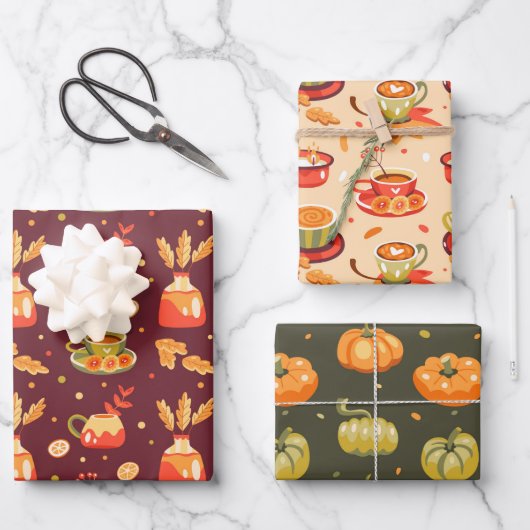 Autumn Cozy Pumpkin Gewürz Geschenkpapier Set (Vorderseite)