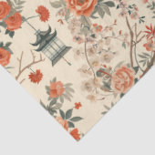 Autumn Cream Orange Floral Chinoiserie Seidenpapier (Ausschnitt)