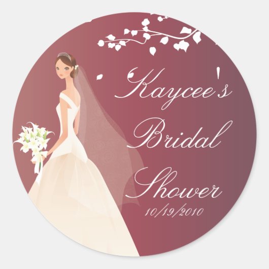 Autumn Crimson Bride Brautparty Sticker (Vorderseite)