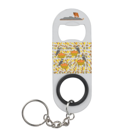 🦊 🦉 Autumn Critters Bottle Opener Keychain Mini Flaschenöffner (Vorderseite)
