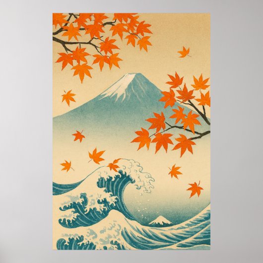 Autumn Currents: Maple Leaves and Fuji’s Horizon Poster (Vorne)