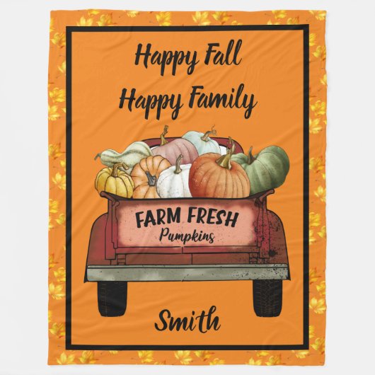 Autumn Customize Pumpkin Gold Blätter Fleecedecke (Vorderseite)