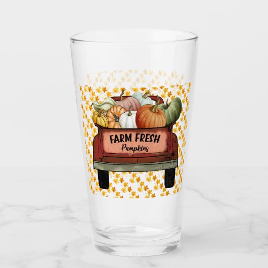 Autumn Customize Pumpkin Gold Blätter Glas (Vorderseite)