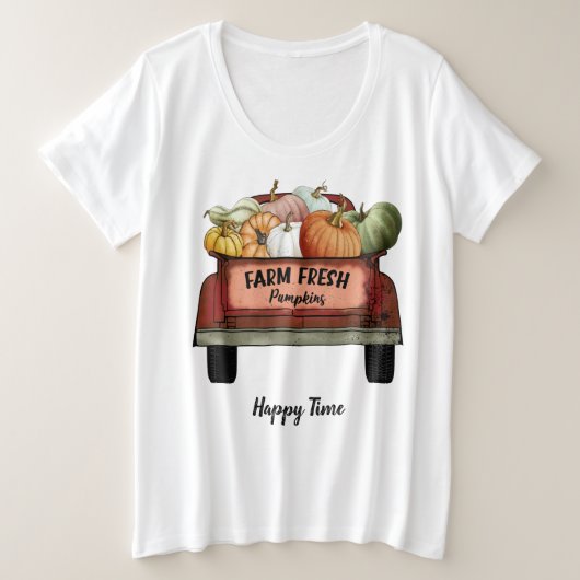 Autumn Customize Pumpkin Gold Blätter Große Größe T-Shirt (Design vorne)