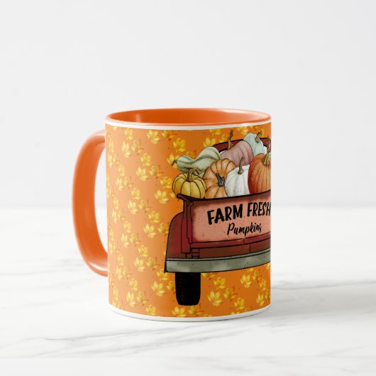 Autumn Customize Pumpkin Gold Blätter Tasse (Vorderseite Links)